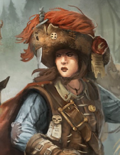 The horsewoman with Glückstein (Art from the Enemy in Shadows Companion)